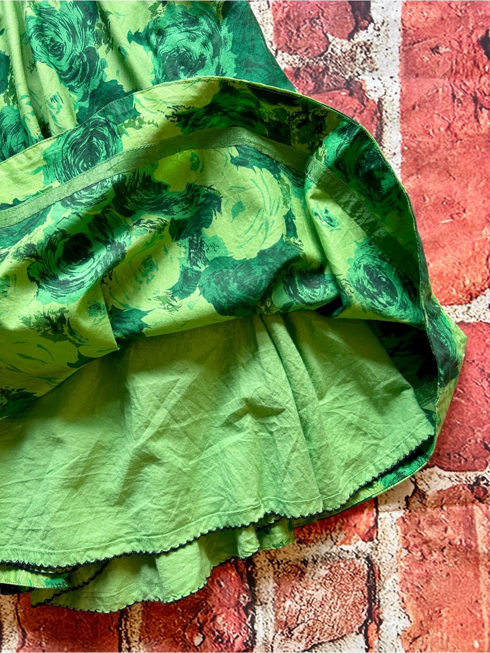 Anthropologie Edme & Esyllte green rose print circle skirt - Picture 4 of 11